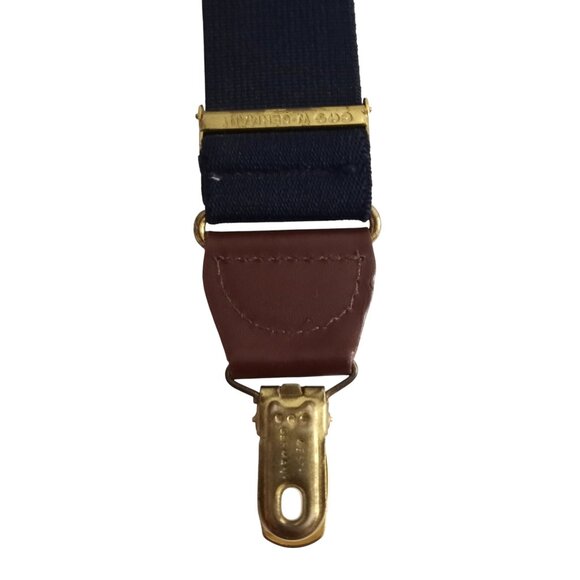 Vintage Suspenders Navy Blue Clip On Stretch West Germany - Picture 4 of 7